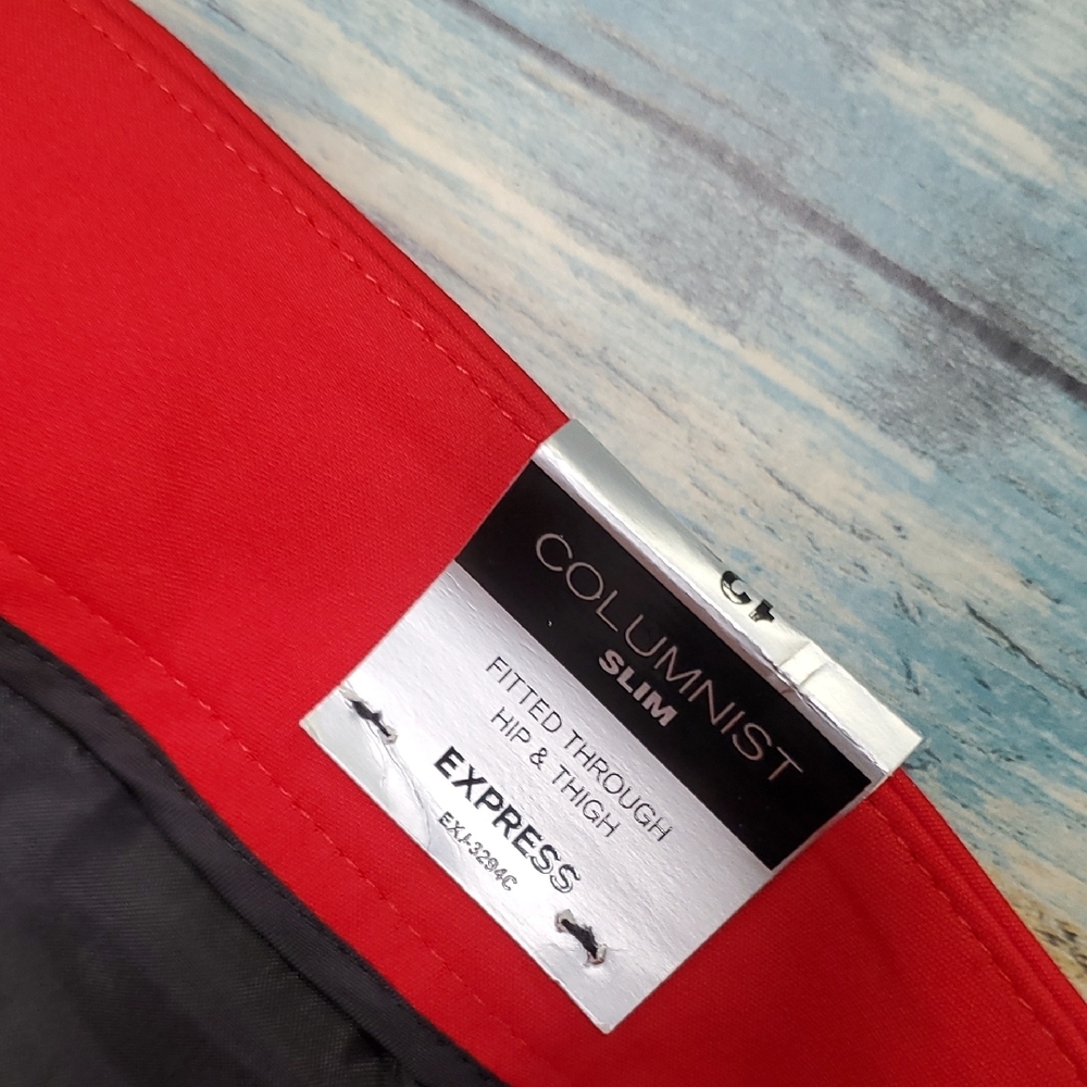 Express Women's Bold Red Straight Leg Pants - Picture 4 of 8